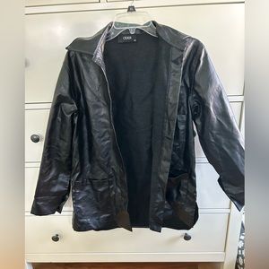 Cider faux leather button down collared jacket
